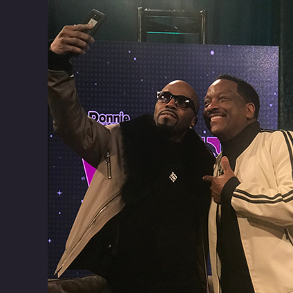 Donnie Simpson and Teddy Riley take selfie after DSVS taping.